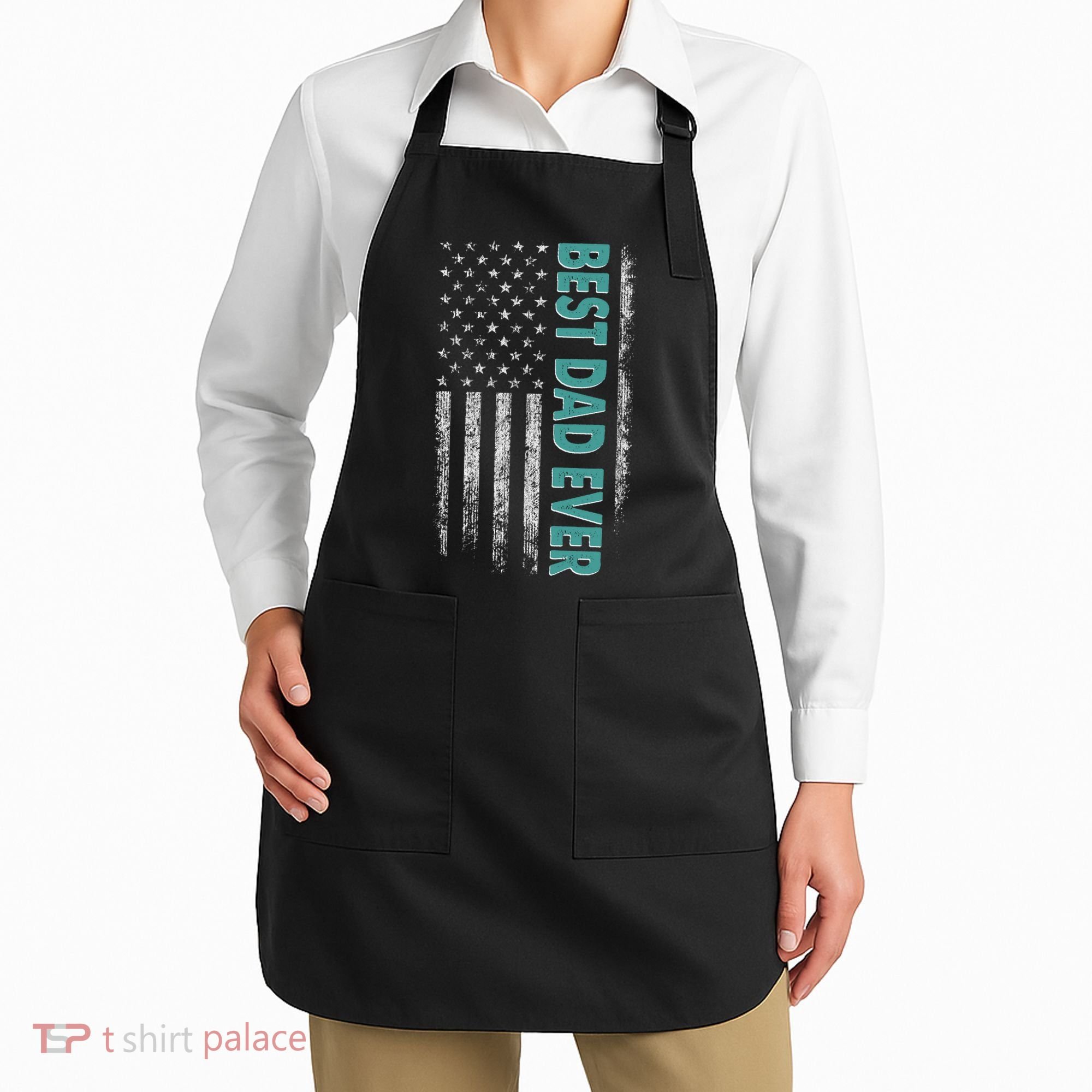Best Dad Ever Distressed USA American Flag Apron