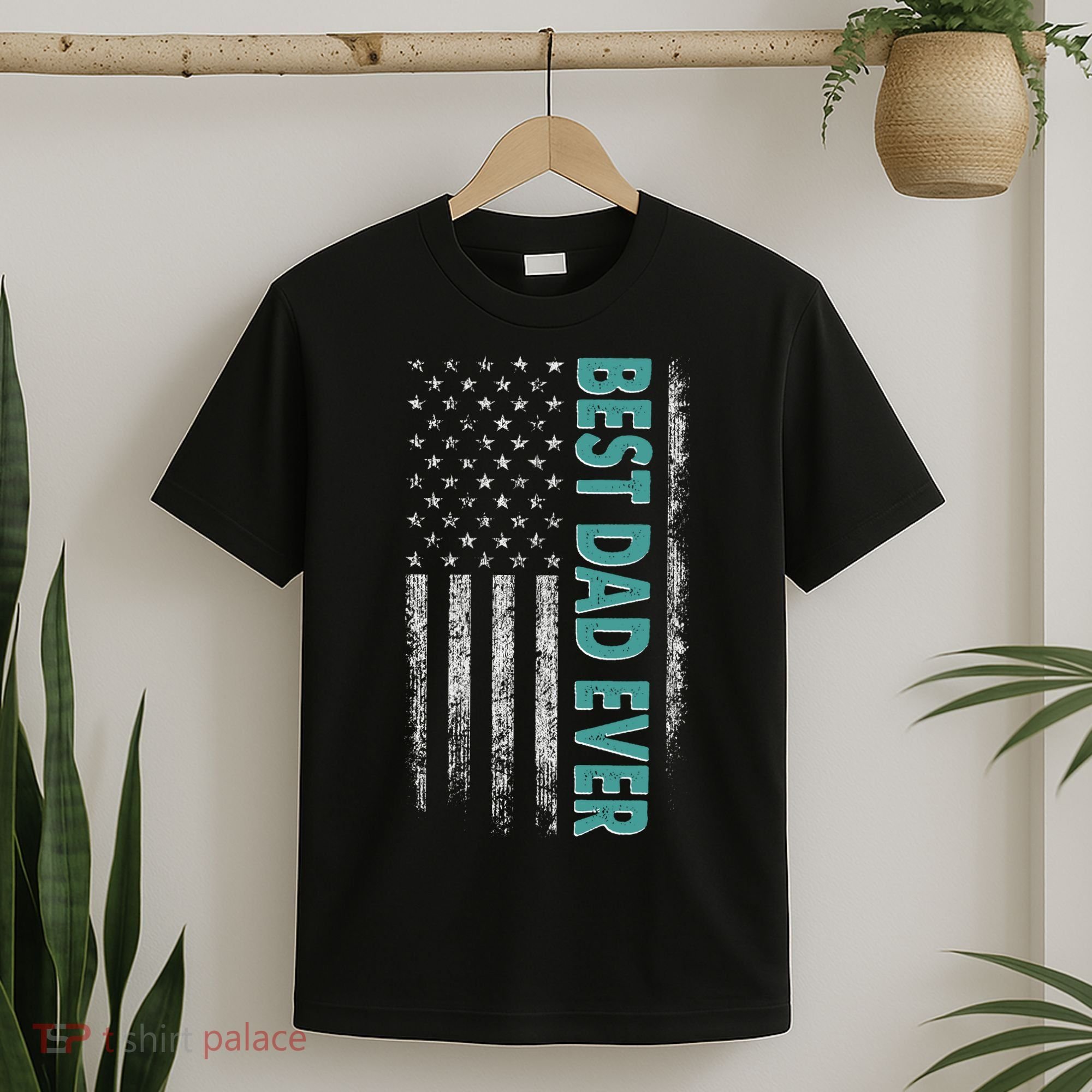 Best Dad Ever Distressed USA American Flag T-Shirt
