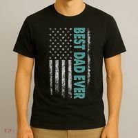 Best Dad Ever Distressed USA American Flag T-Shirt thumb 3