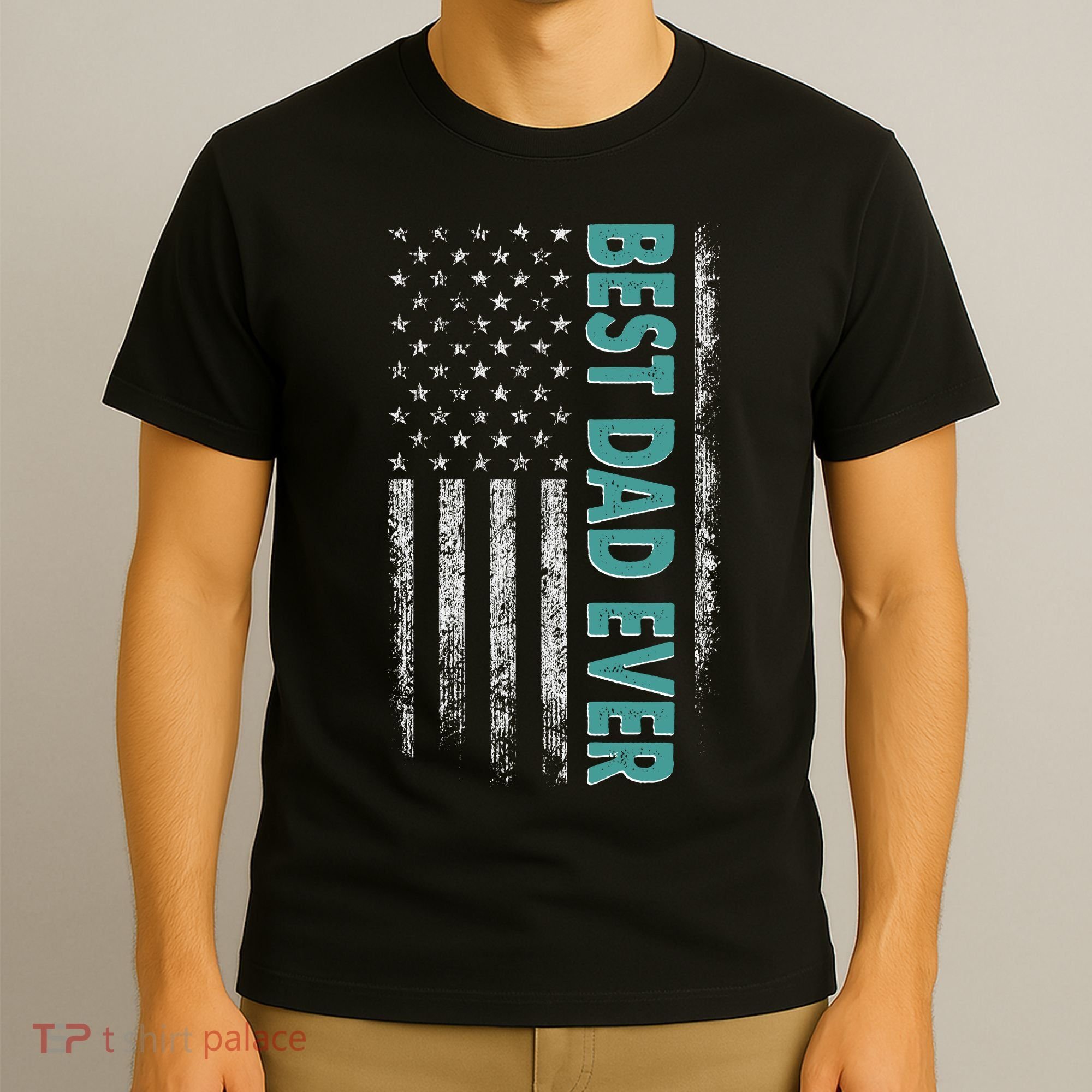 Best Dad Ever Distressed USA American Flag T-Shirt