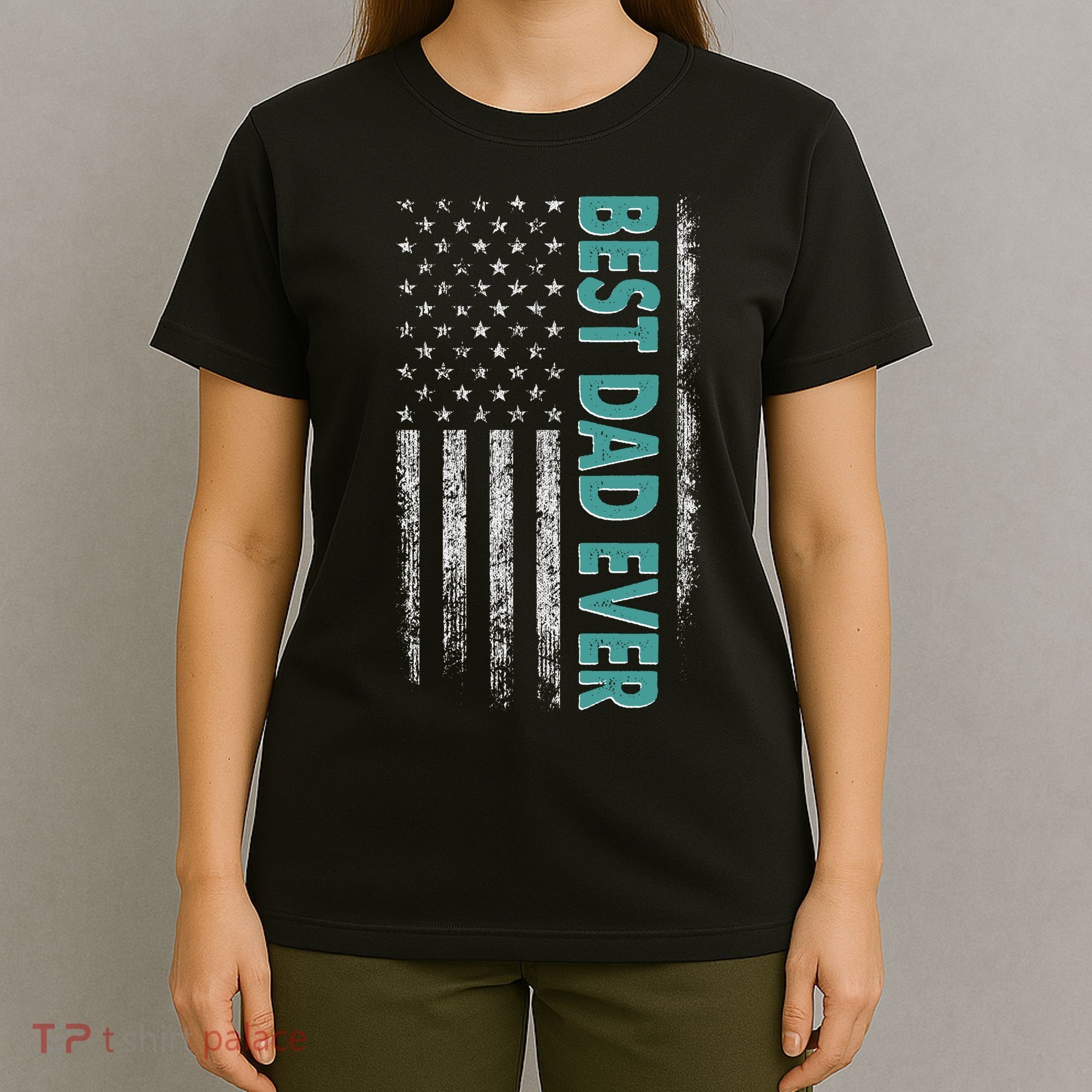 Best Dad Ever Distressed USA American Flag T-Shirt