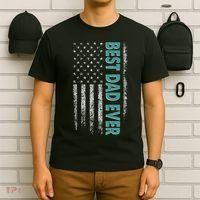 Best Dad Ever Distressed USA American Flag T-Shirt thumb 6