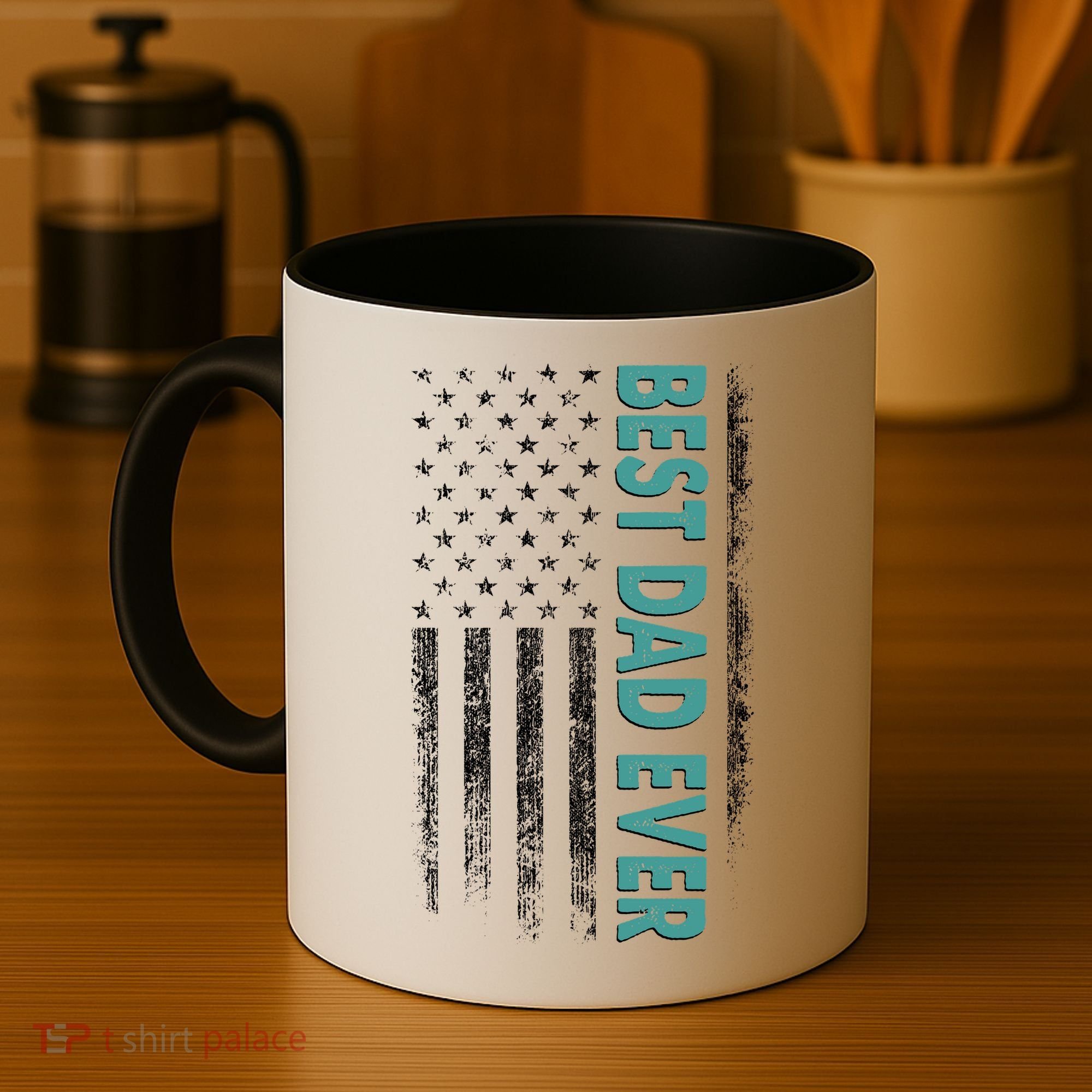 Best Dad Ever Distressed USA American Flag Coffee Mug