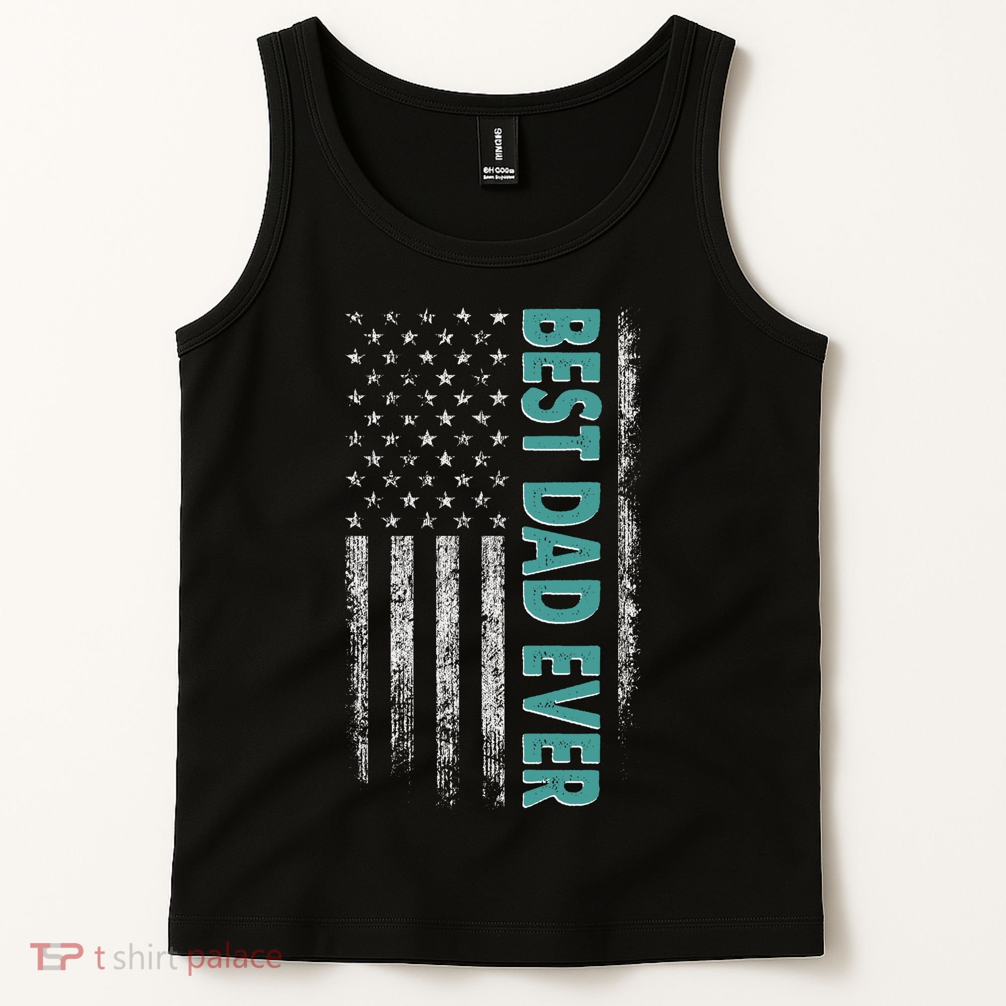 Best Dad Ever Distressed USA American Flag Tank Top