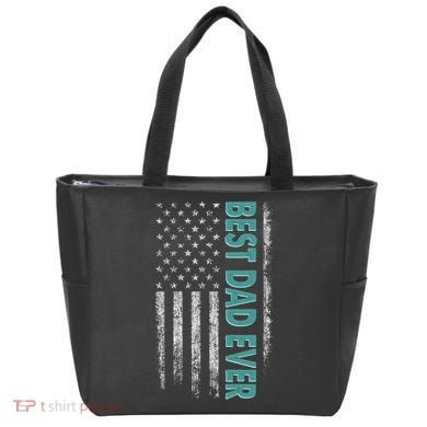 Best Dad Ever Distressed USA American Flag Tote Bag