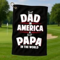 Best Dad In America & Best Papa In The World Golf Towel thumb 1