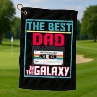 Best Dad In The Galaxy Cassette Mix Tape Golf Towel thumb 1
