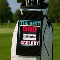 Best Dad In The Galaxy Cassette Mix Tape Golf Towel thumb 2