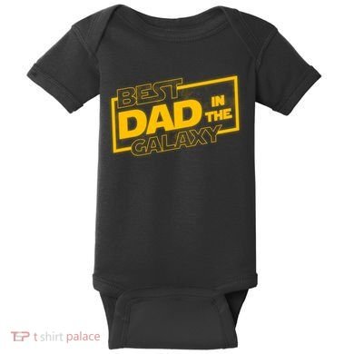Best Dad In The Galaxy Movie Parody Logo Baby Bodysuit