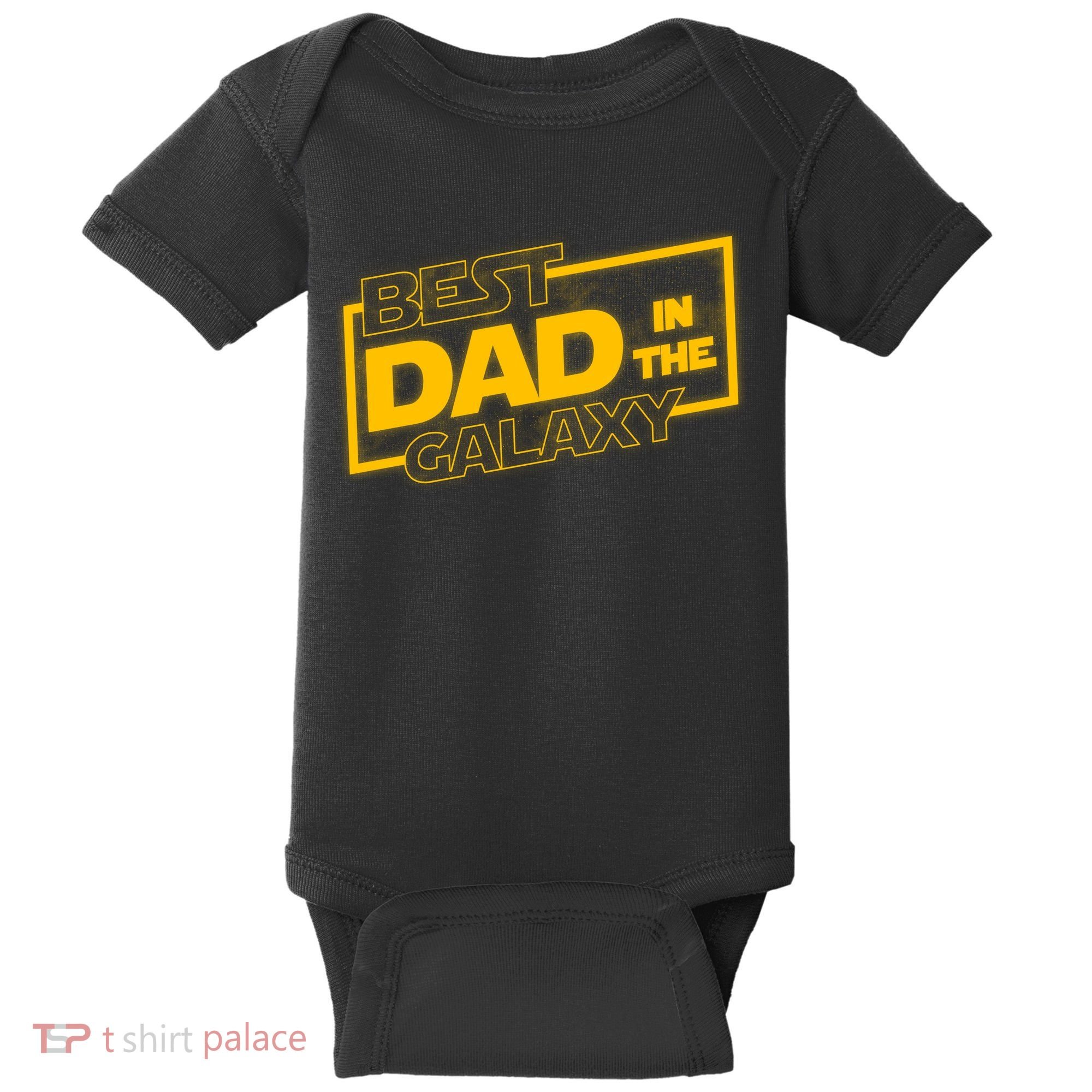 Best Dad In The Galaxy Movie Parody Logo Baby Bodysuit