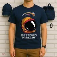 Best Dad In The Galaxy Space Helmet T-Shirt thumb 6