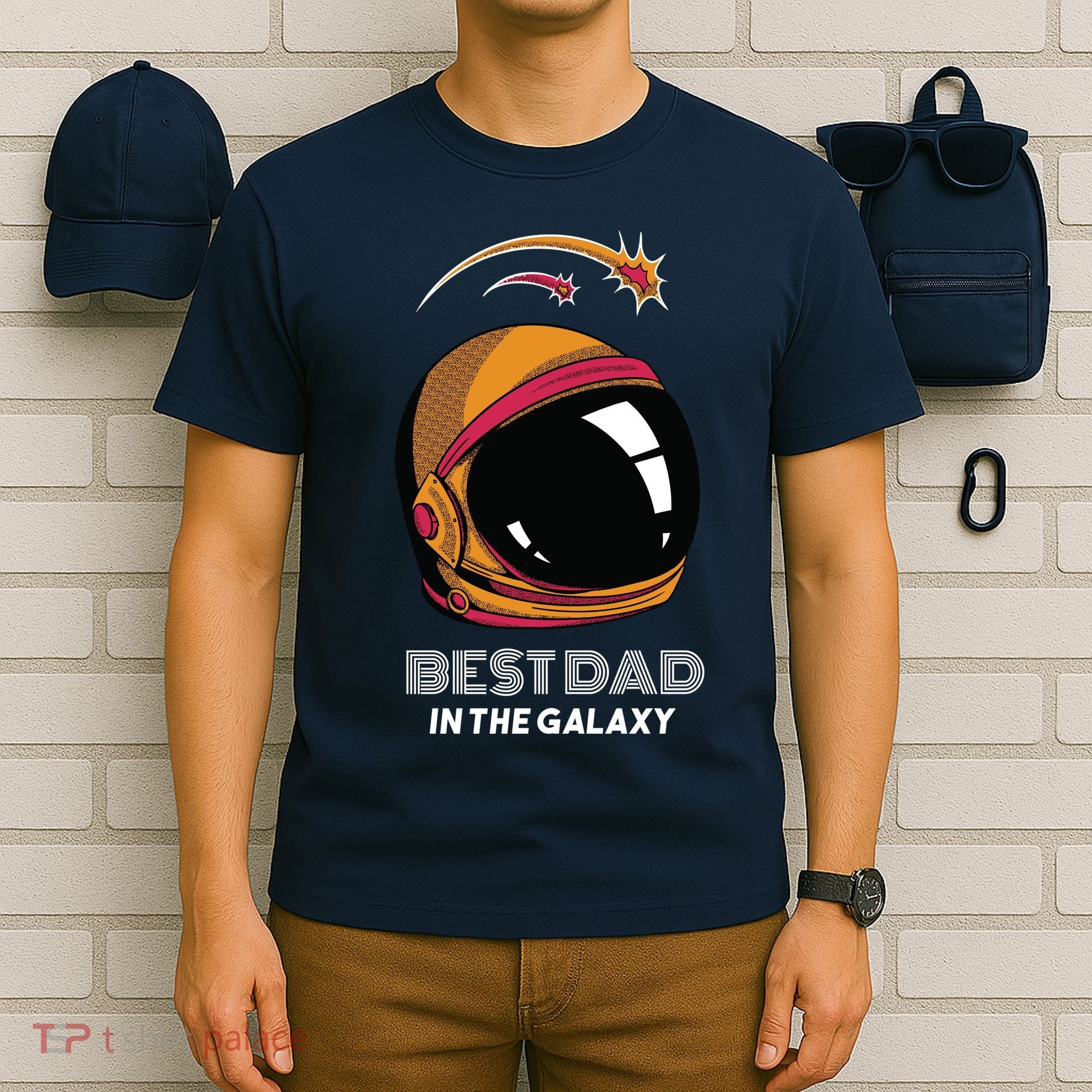 Best Dad In The Galaxy Space Helmet T-Shirt