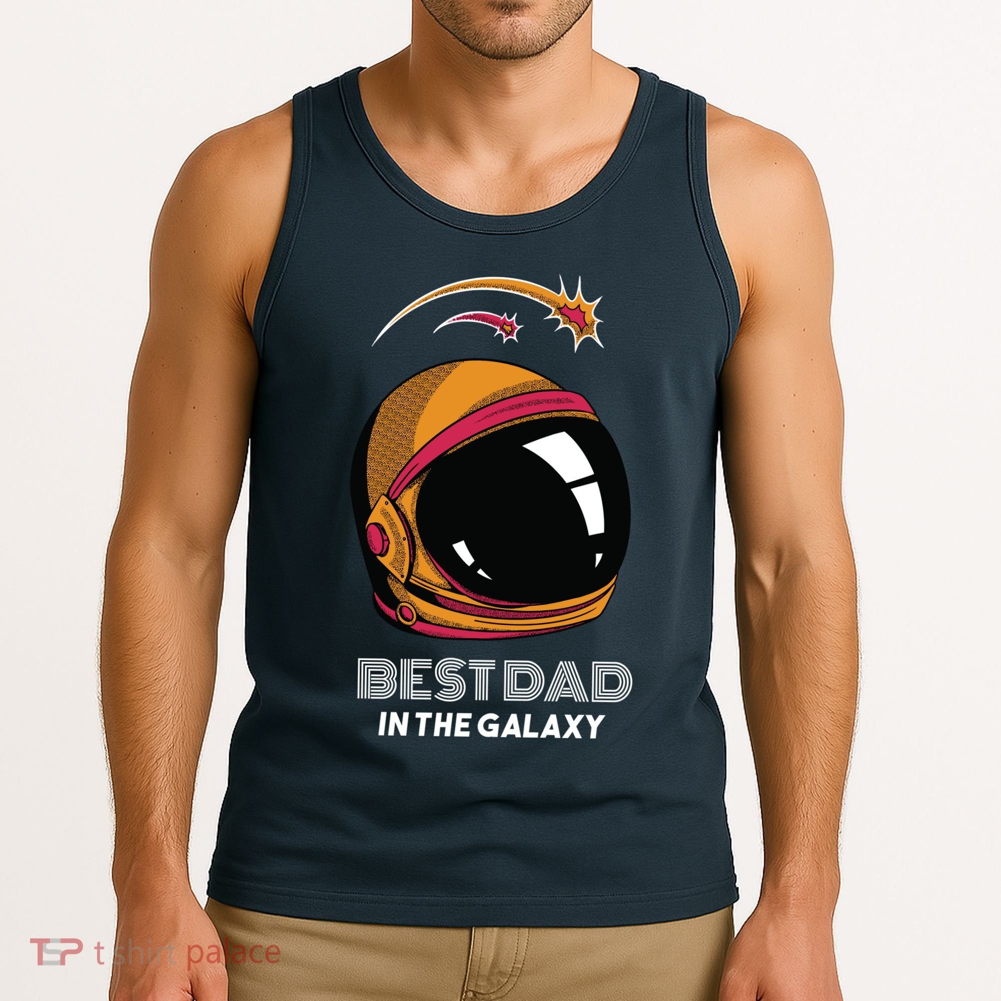 Best Dad In The Galaxy Space Helmet Tank Top