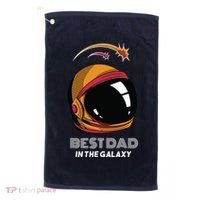 Best Dad In The Galaxy Space Helmet Golf Towel thumb 0