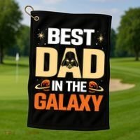 Best Dad In The Universe Fathers Day Spoof Golf Towel thumb 1