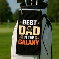 Best Dad In The Universe Fathers Day Spoof Golf Towel thumb 2