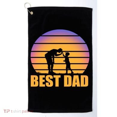 Best Dad Retro Sunset Golf Towel