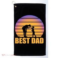 Best Dad Retro Sunset Golf Towel thumb 0