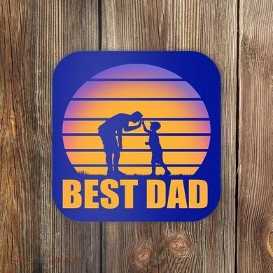 Best Dad Retro Sunset Coaster