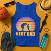 Best Dad Retro Sunset Tank Top thumb 4