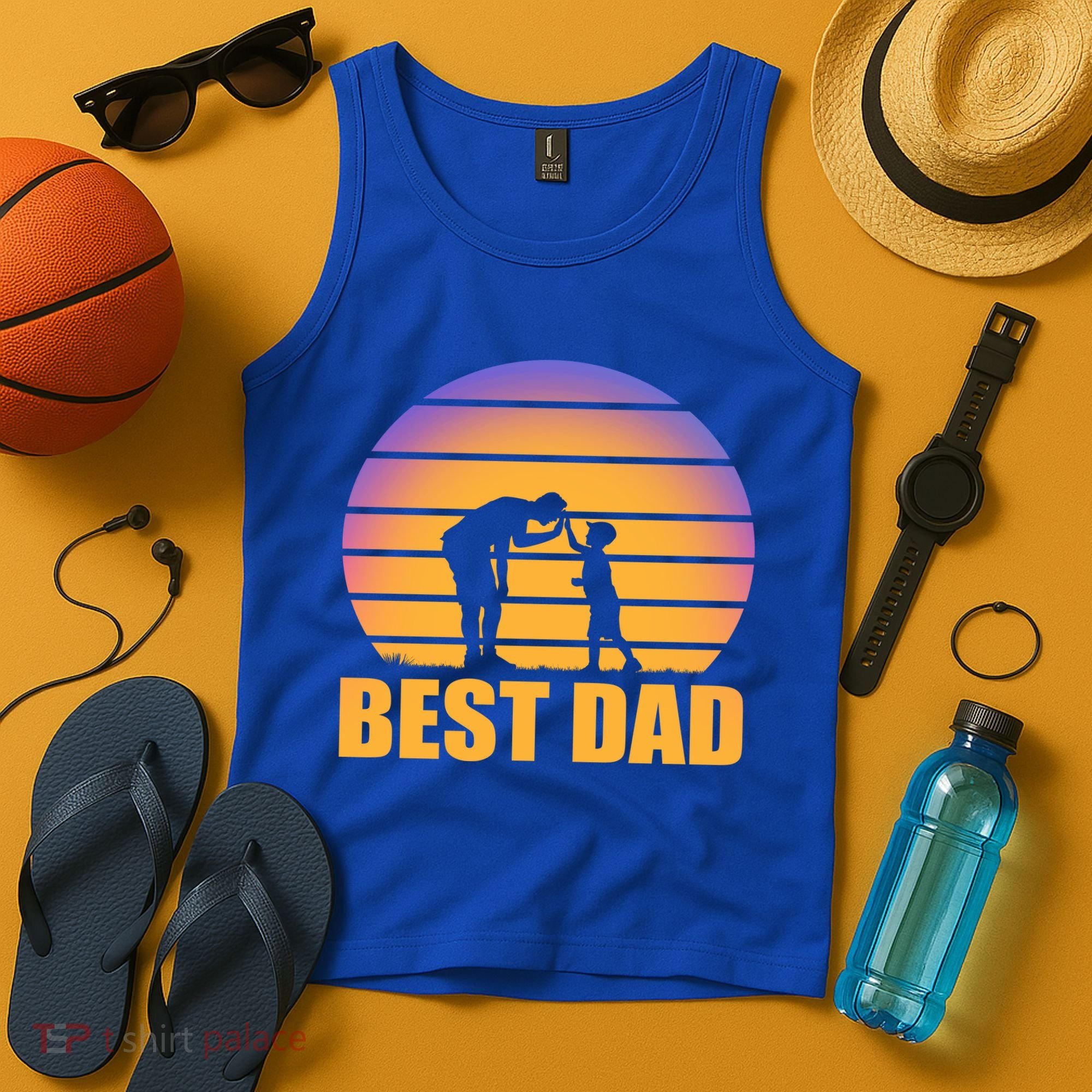 Best Dad Retro Sunset Tank Top