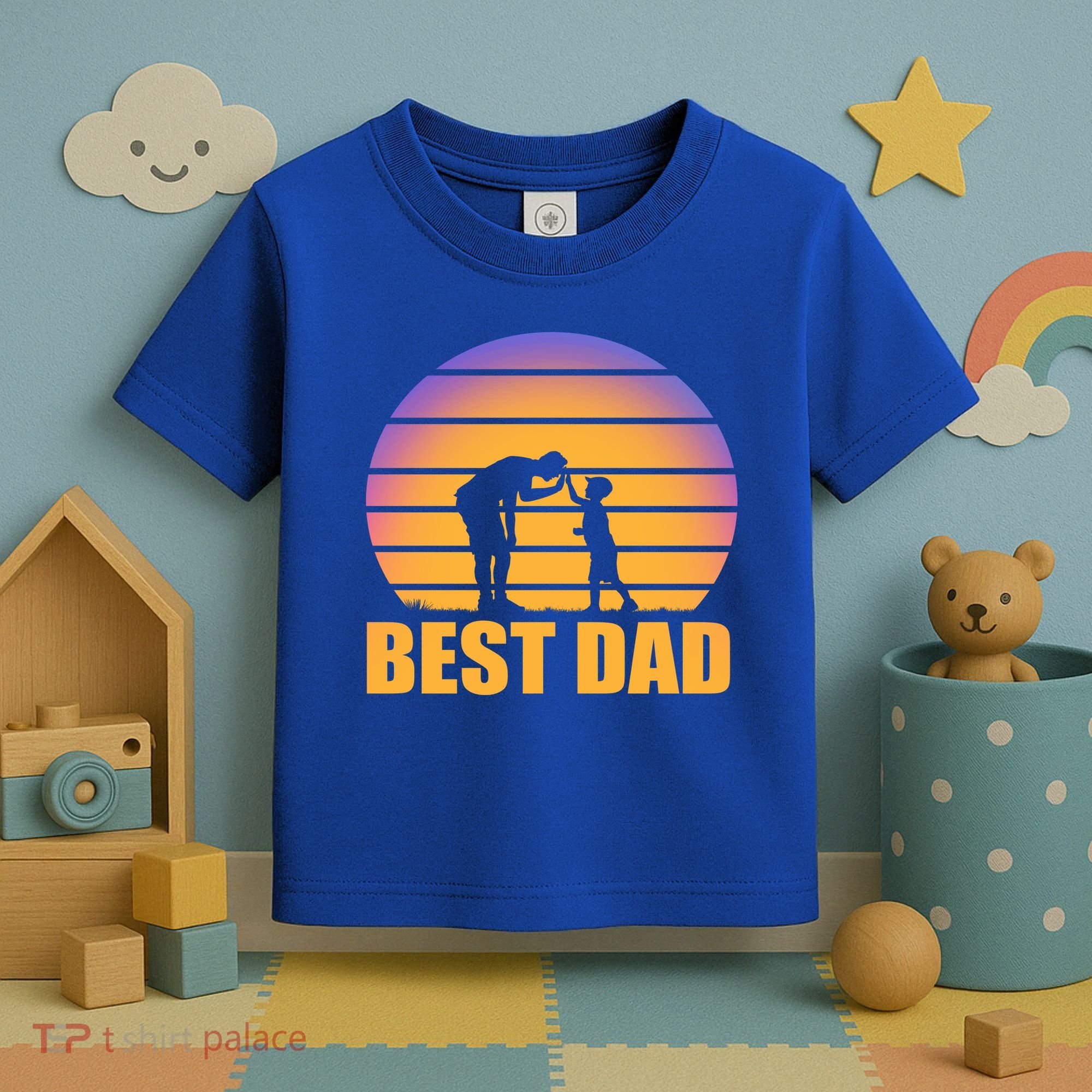 Best Dad Retro Sunset Toddler T-Shirt