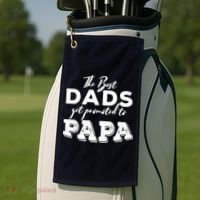 Best Dads Promoted To Papa Funny Gift Golf Towel thumb 2