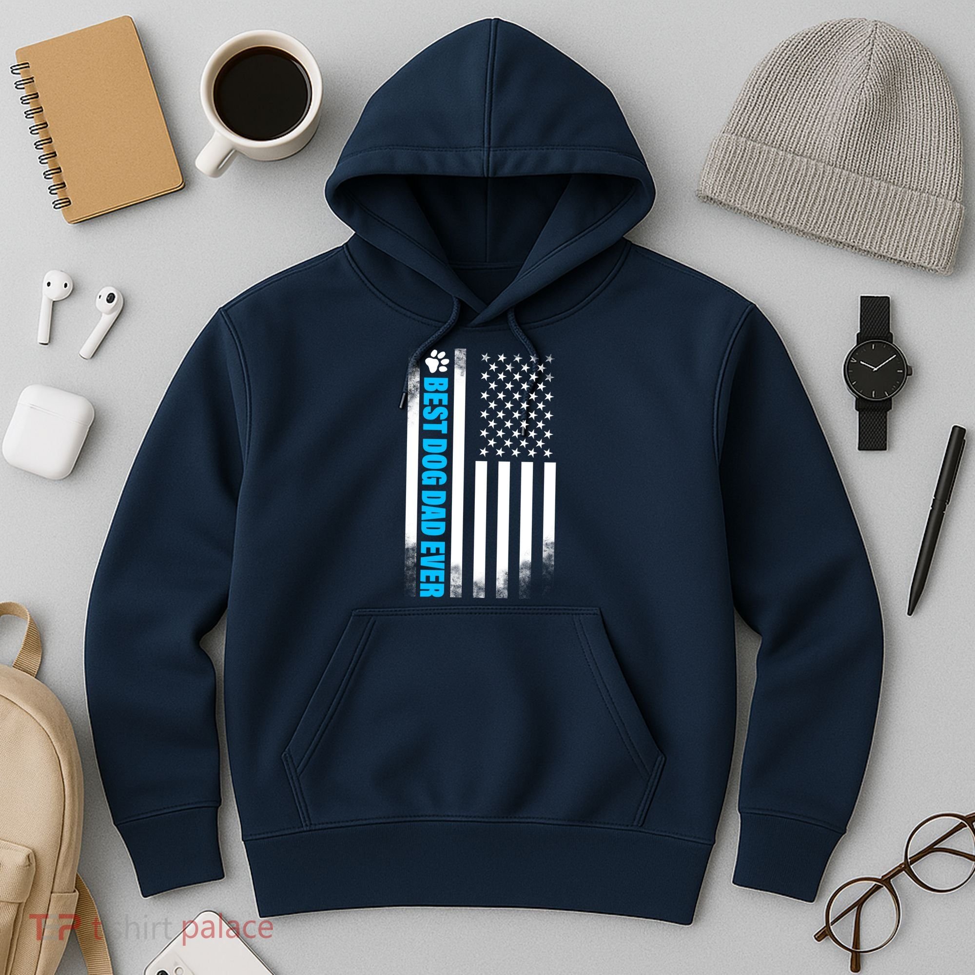 Best Dog Dad Ever American Flag Hoodie