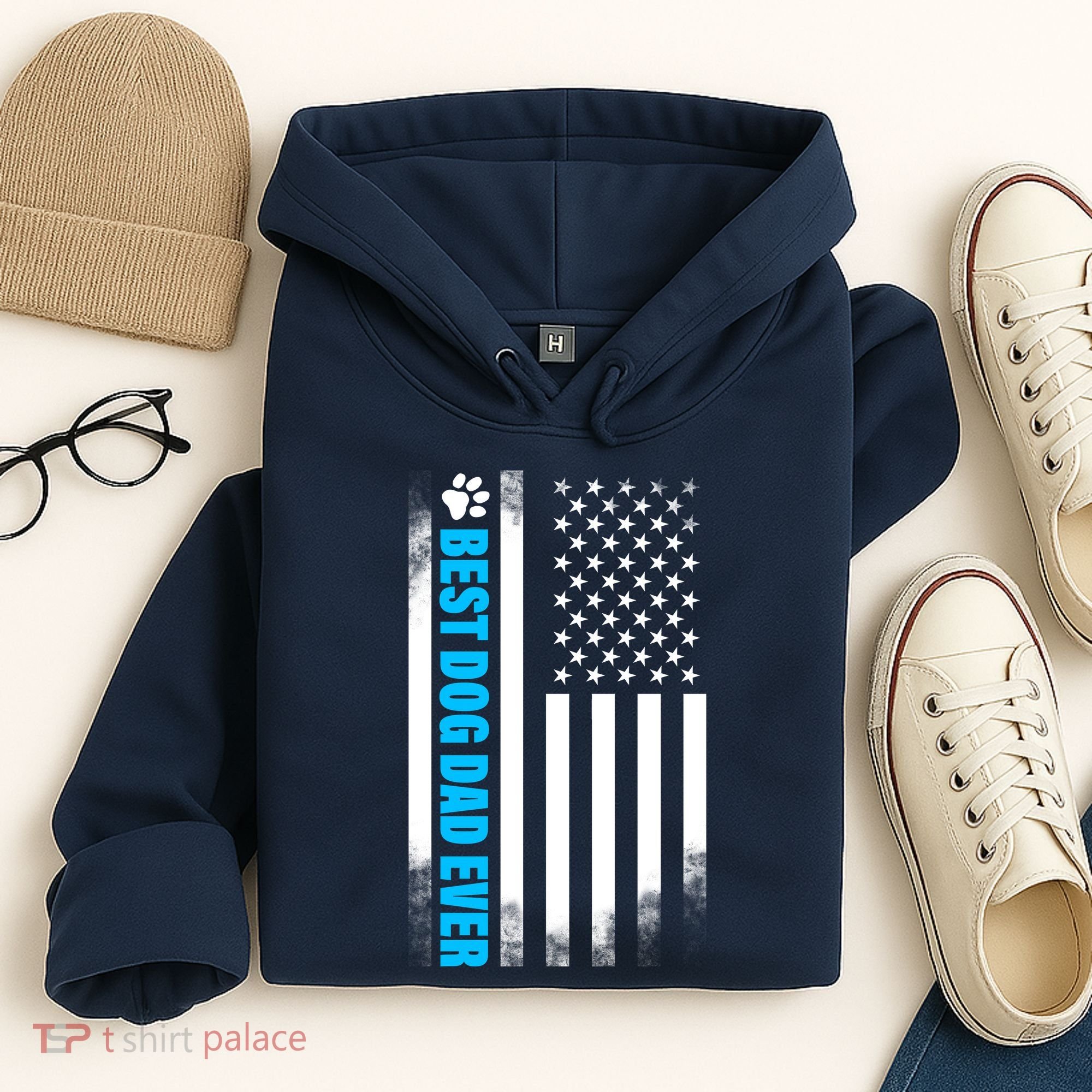 Best Dog Dad Ever American Flag Hoodie
