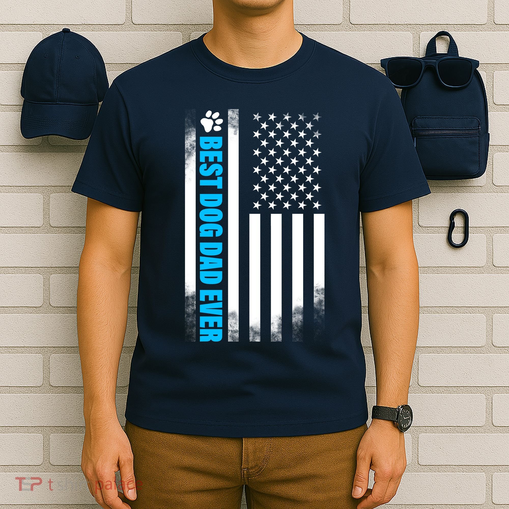 Best Dog Dad Ever American Flag T-Shirt