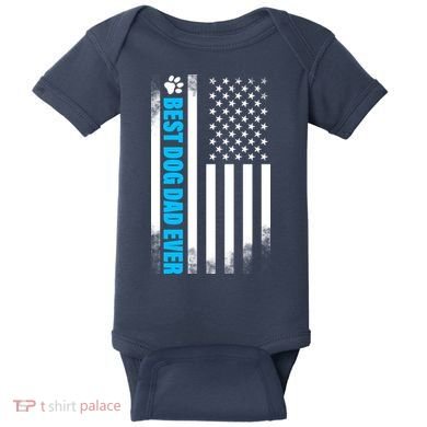 Best Dog Dad Ever American Flag Baby Bodysuit