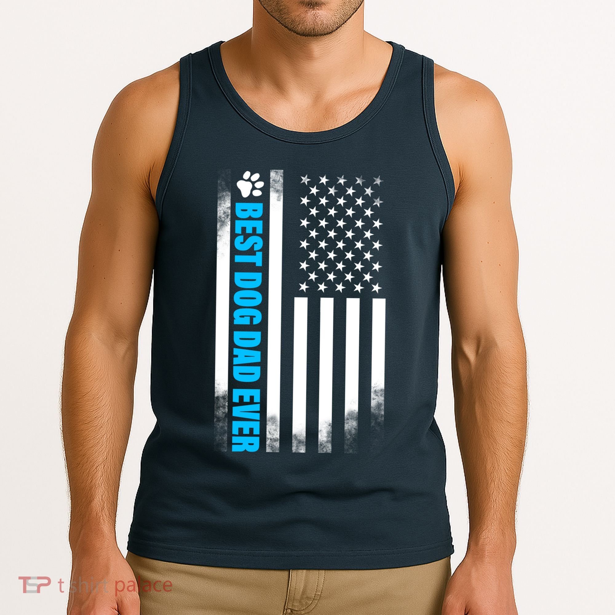 Best Dog Dad Ever American Flag Tank Top