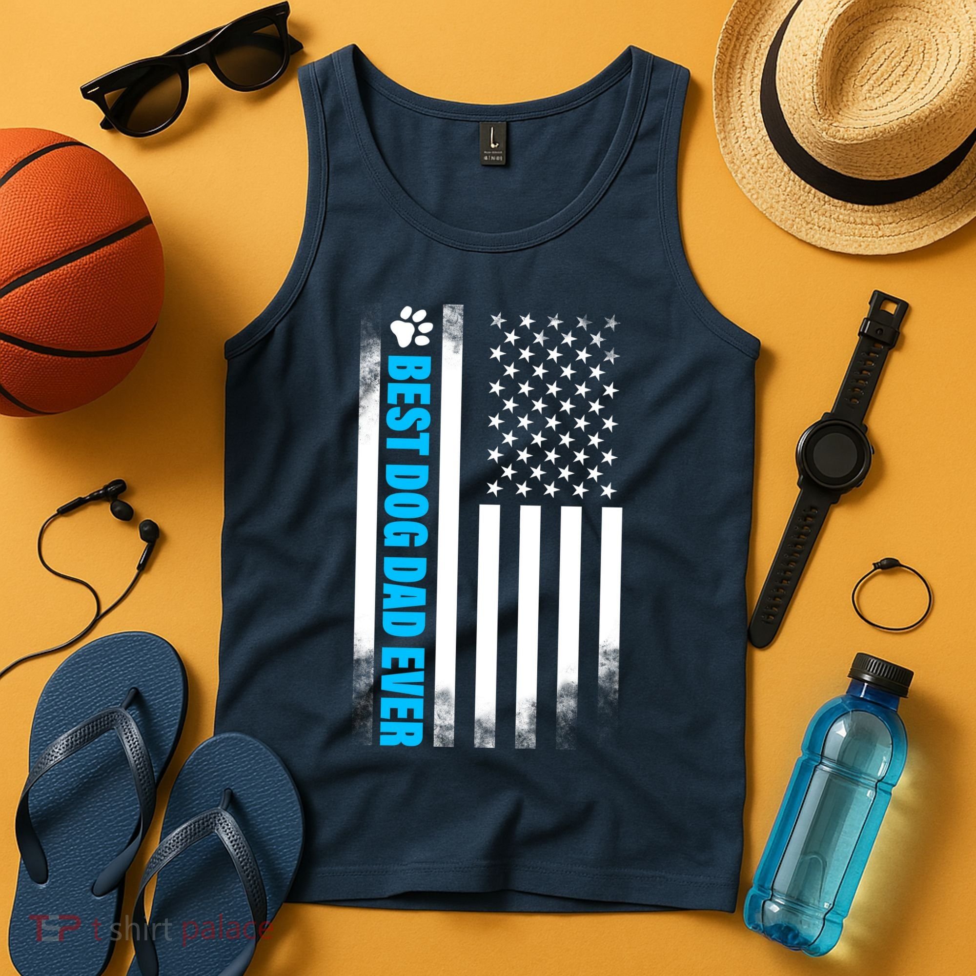 Best Dog Dad Ever American Flag Tank Top