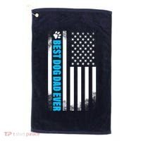 Best Dog Dad Ever American Flag Golf Towel thumb 0