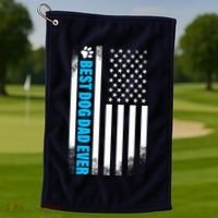 Best Dog Dad Ever American Flag Golf Towel thumb 1