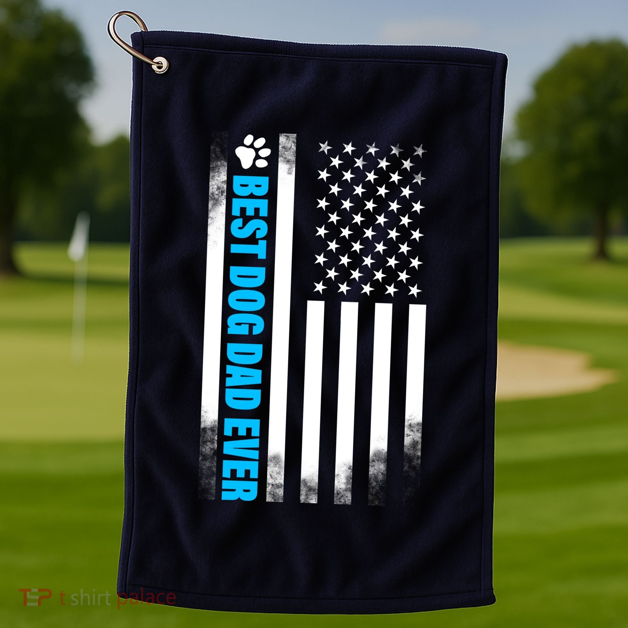 Best Dog Dad Ever American Flag Golf Towel