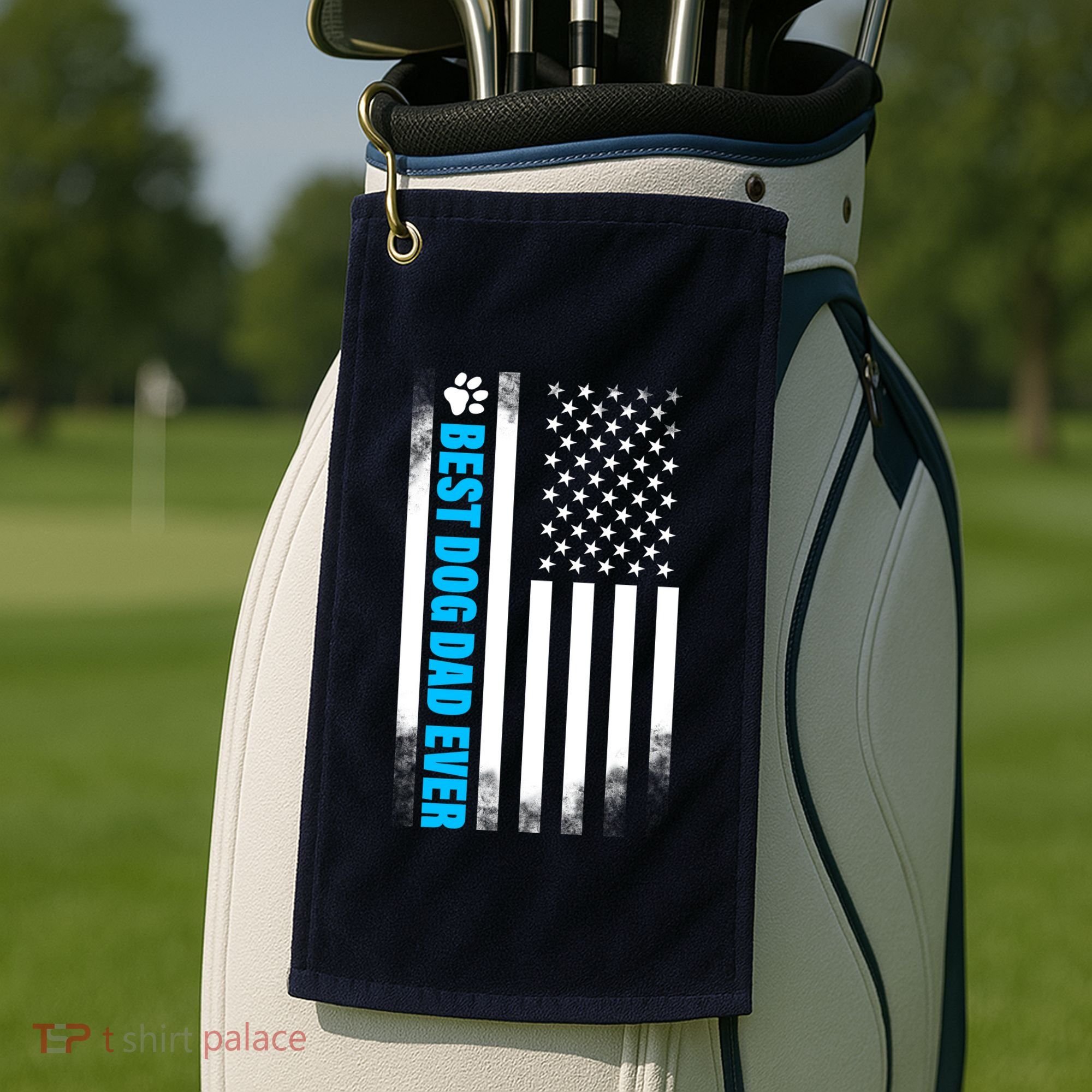 Best Dog Dad Ever American Flag Golf Towel