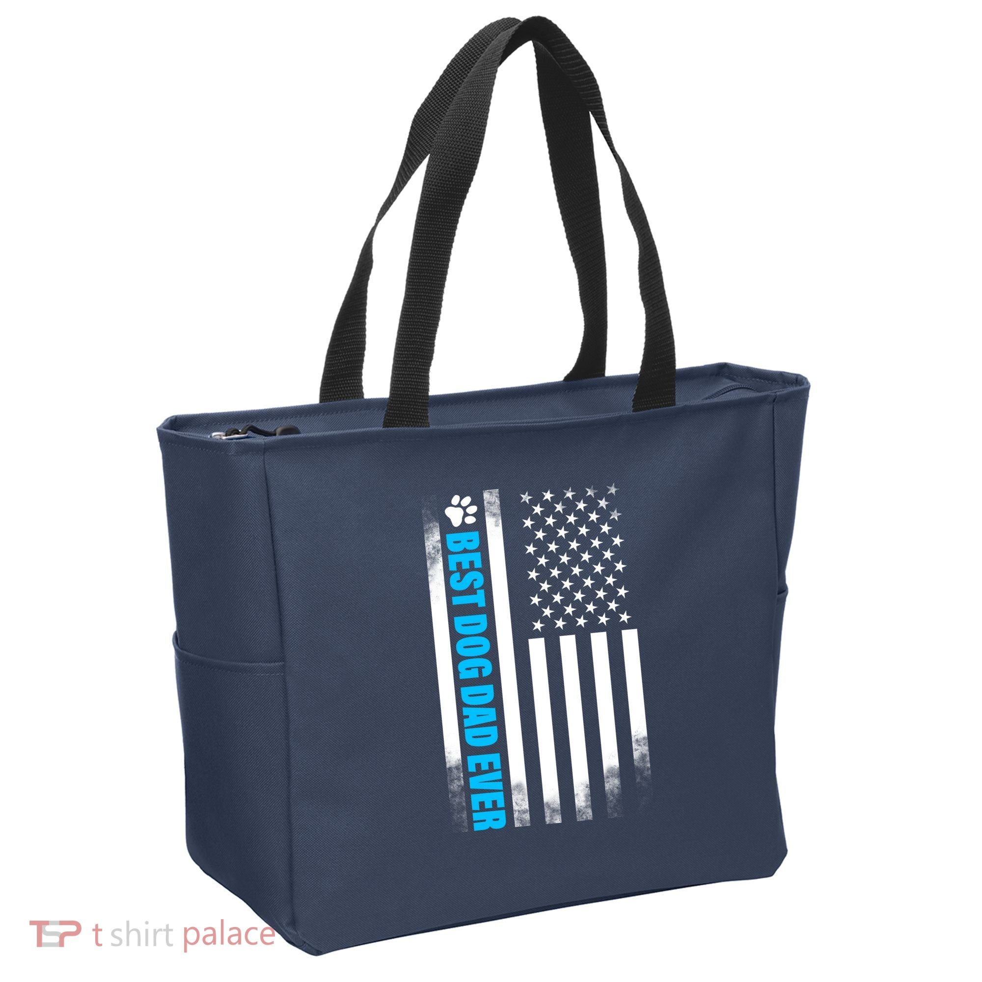 Best Dog Dad Ever American Flag Tote Bag