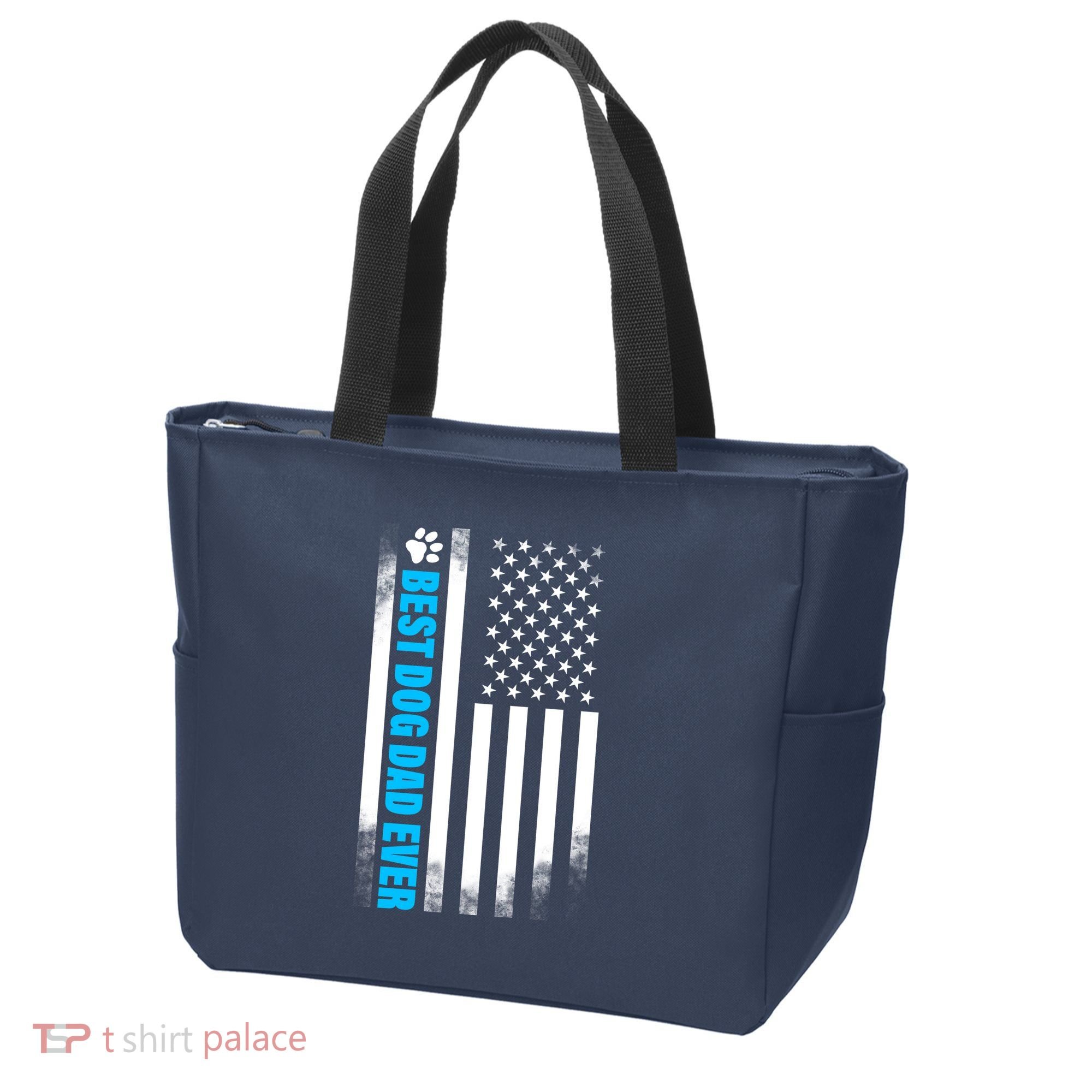 Best Dog Dad Ever American Flag Tote Bag