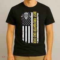 Best Firefighter Dad Ever Flag T-Shirt thumb 3