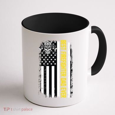 Best Firefighter Dad Ever Flag Coffee Mug back