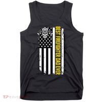 Best Firefighter Dad Ever Flag Tank Top thumb 0