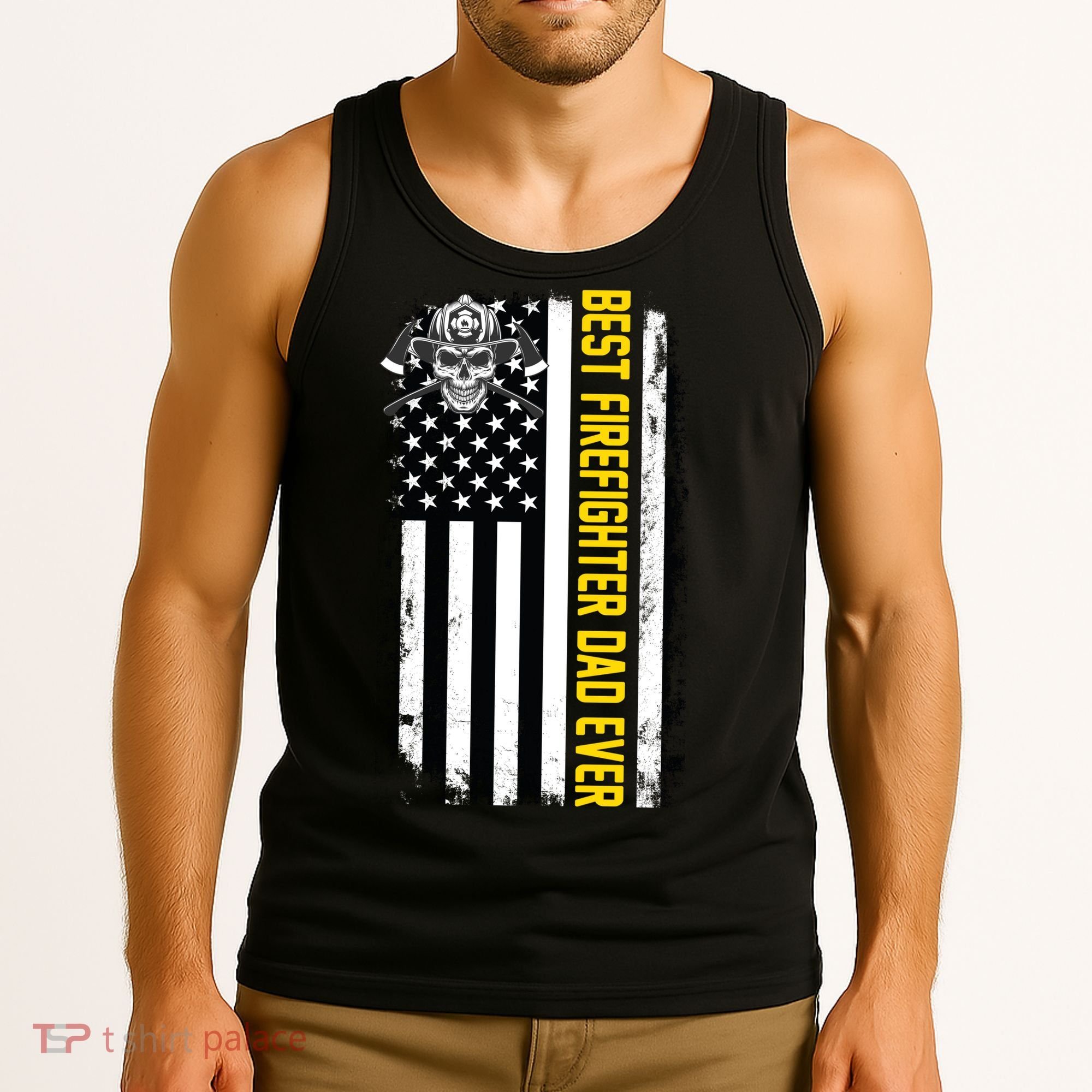 Best Firefighter Dad Ever Flag Tank Top