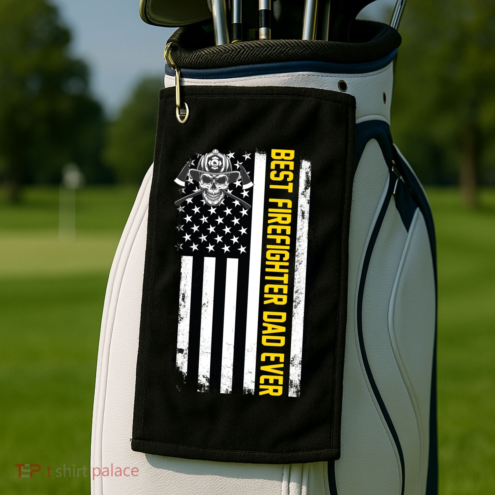 Best Firefighter Dad Ever Flag Golf Towel
