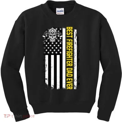 Best Firefighter Dad Ever Flag Kids Sweatshirt