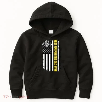 Best Firefighter Dad Ever Flag Kids Hoodie