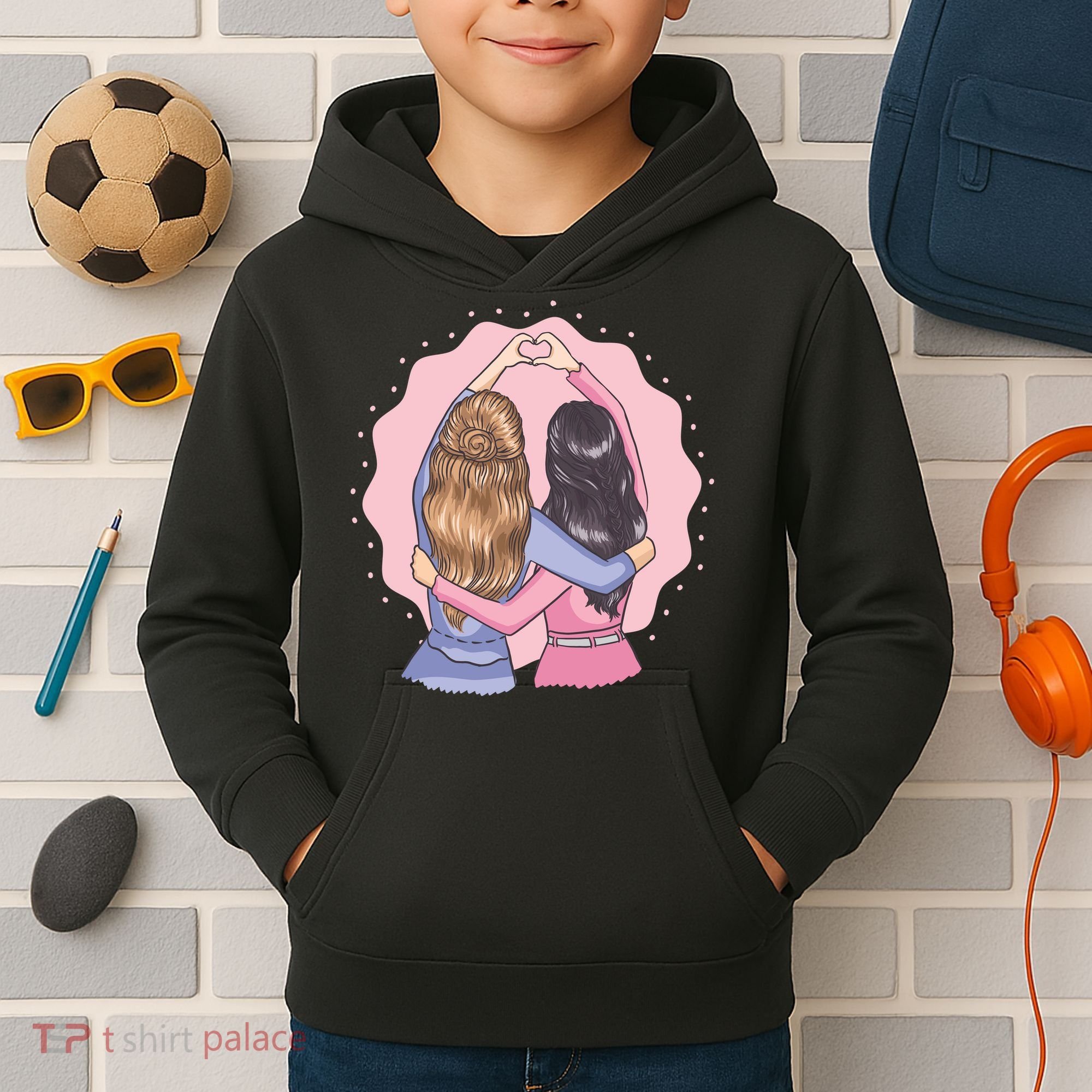 Best Friends Heart Kids Hoodie