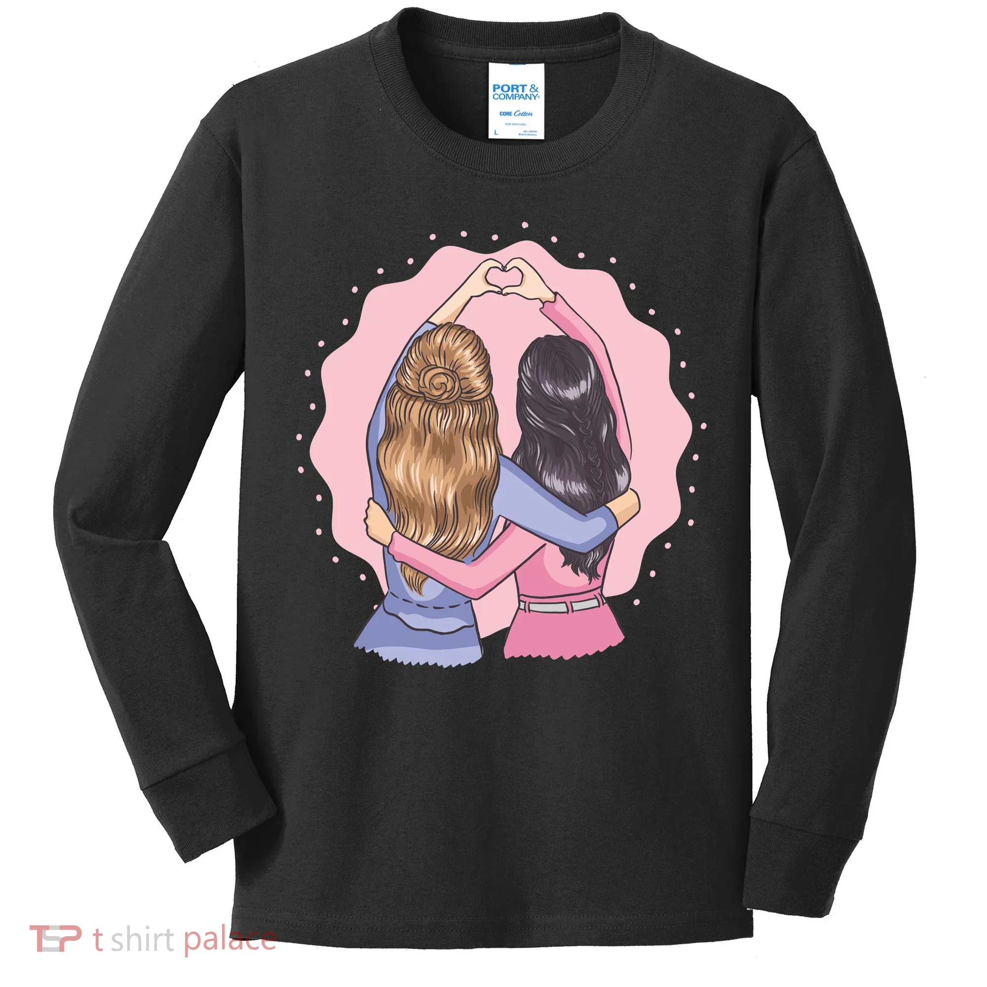 Best Friends Heart Kids Long Sleeve Shirt
