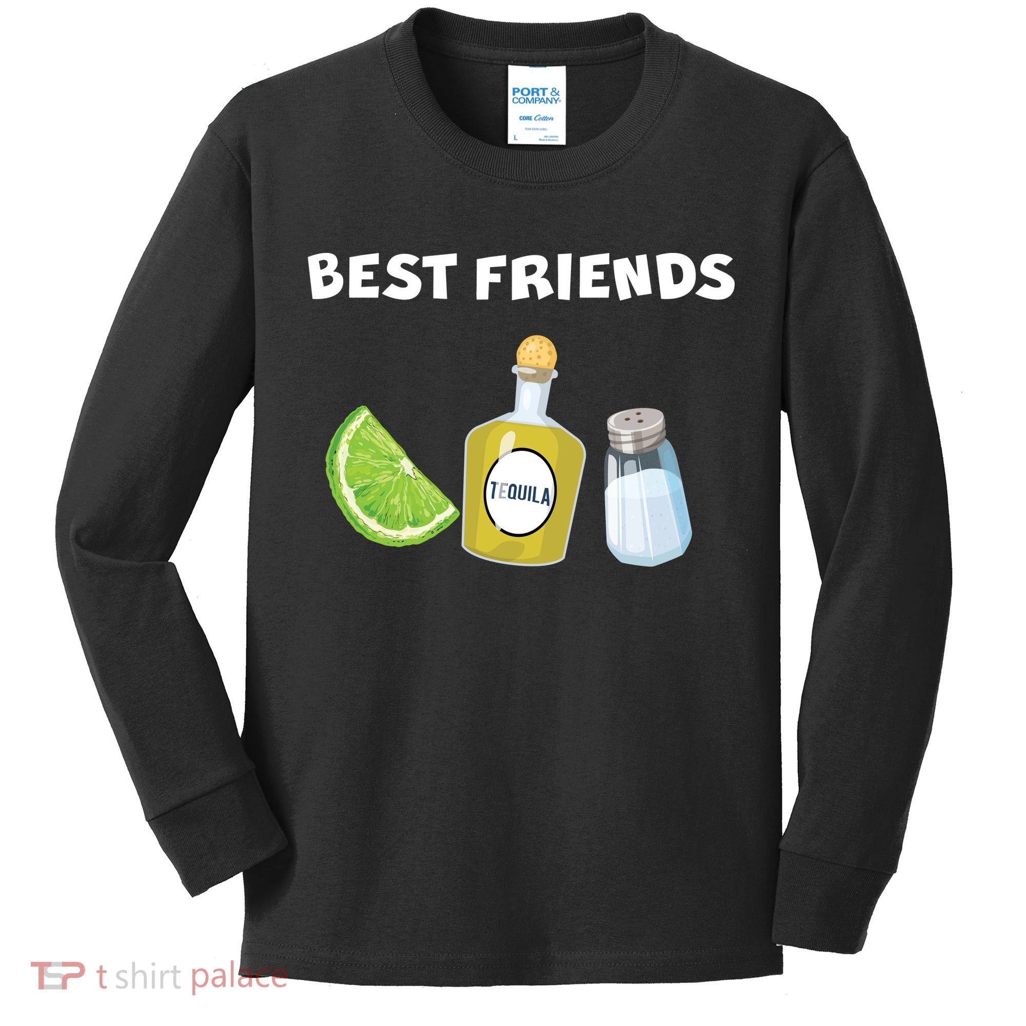 Best Friends Lime Tequila Salt Kids Long Sleeve Shirt