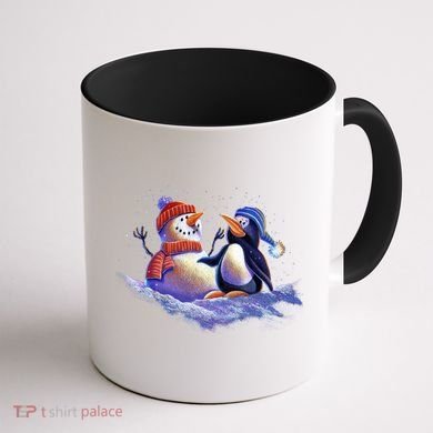 Best Friends Snowman and Penguin Coffee Mug back